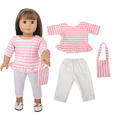 18'' 45 Doll Pink Striped Jacket Bag Pants 3pc Set (No Doll)