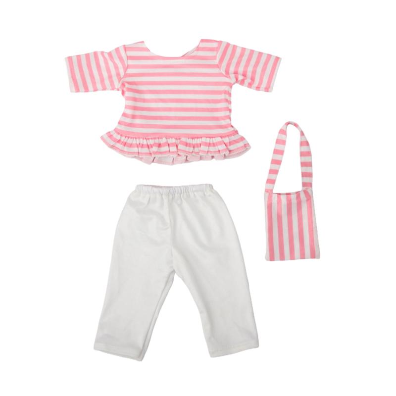 18'' 45 Doll Pink Striped Jacket Bag Pants 3pc Set (No Doll)