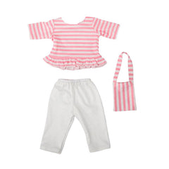 18'' 45 Doll Pink Striped Jacket Bag Pants 3pc Set (No Doll)
