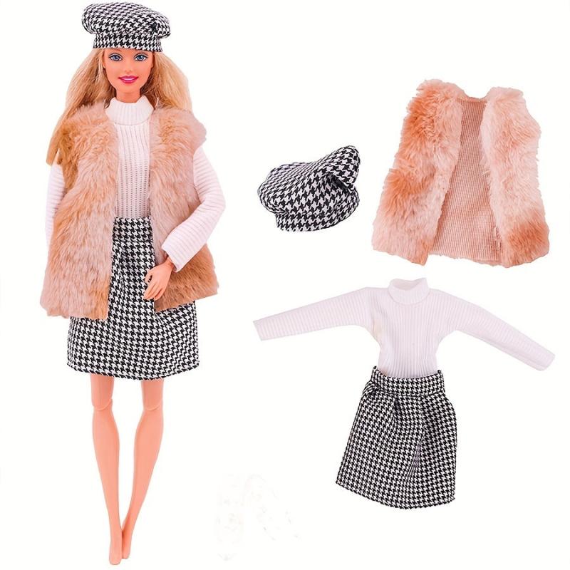 Doll Clothing Accessories Plush Vest Jacket Skirt Suit for 27-42'' Doll