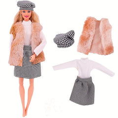 Doll Clothing Accessories Plush Vest Jacket Skirt Suit for 27-42'' Doll