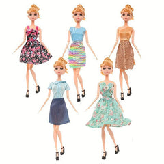 16pcs Doll Clothes & Accessories Set: 4 Dresses, 12 Accessories, Crown, Necklace