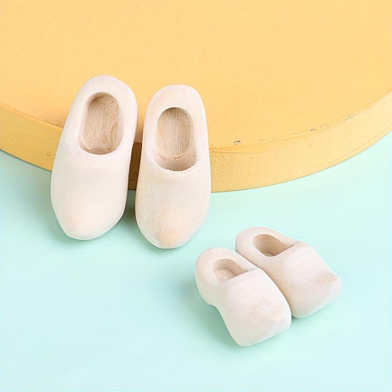 1 Pair 1 12 Dollhouse Wooden Shoes DIY Accessories