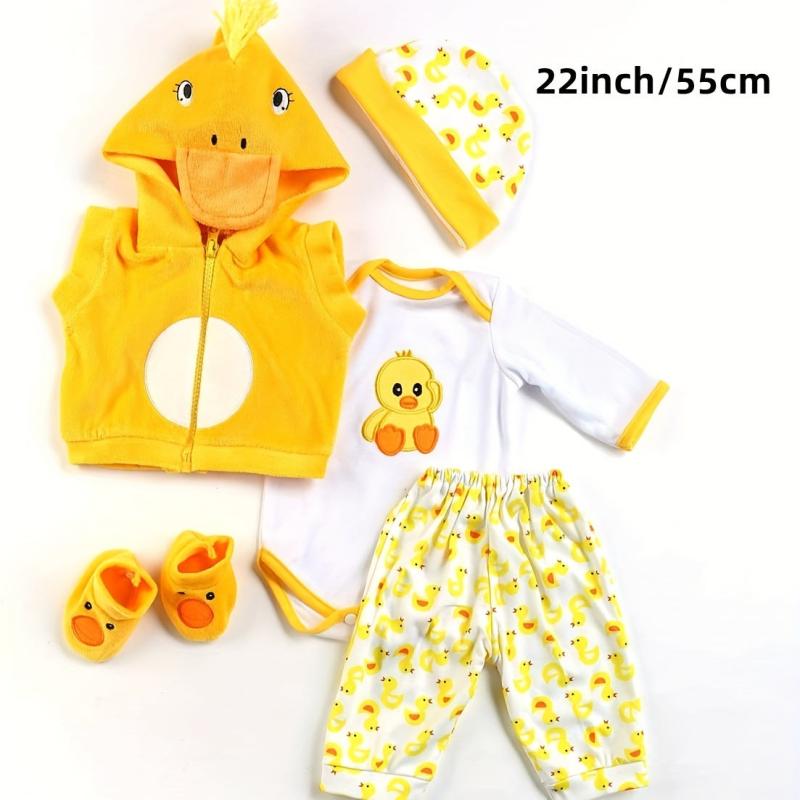 Reborn Baby Dolls Clothes 5pcs Set Yellow Duck Outfit for 50-55 Reborn Doll