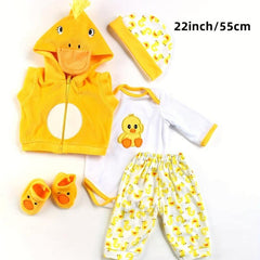 Reborn Baby Dolls Clothes 5pcs Set Yellow Duck Outfit for 50-55 Reborn Doll