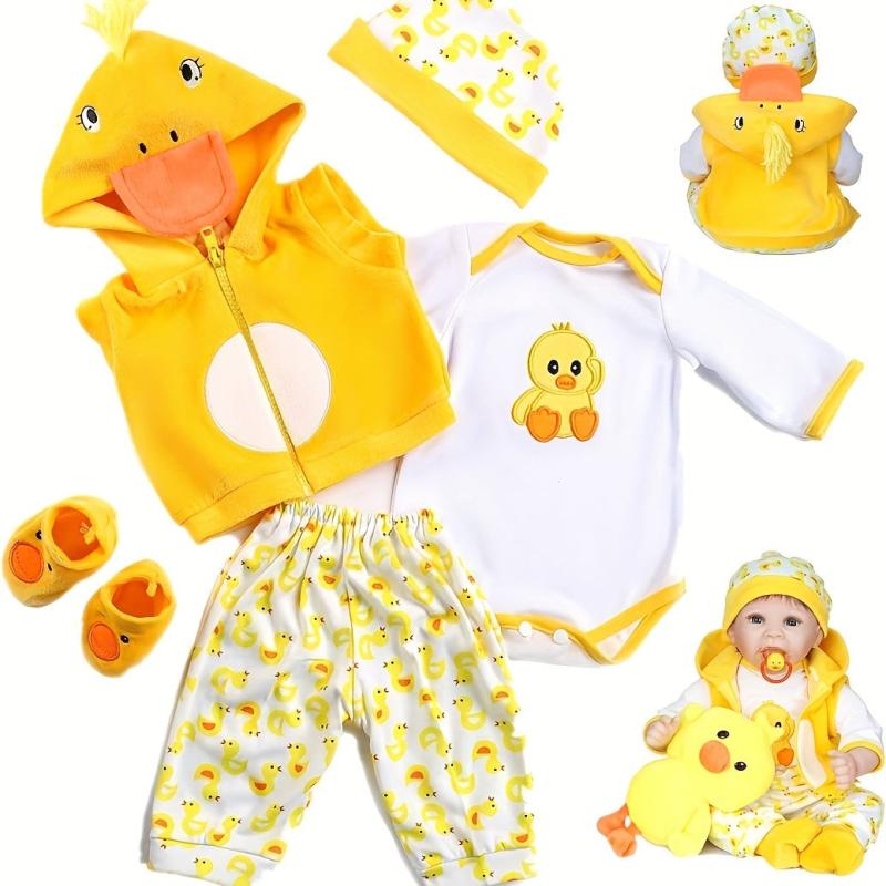 Reborn Baby Dolls Clothes 5pcs Set Yellow Duck Outfit for 50-55 Reborn Doll