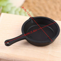 2pcs Dollhouse Kitchen Utensil Pan 1:12 Scale Miniature Cookware Set
