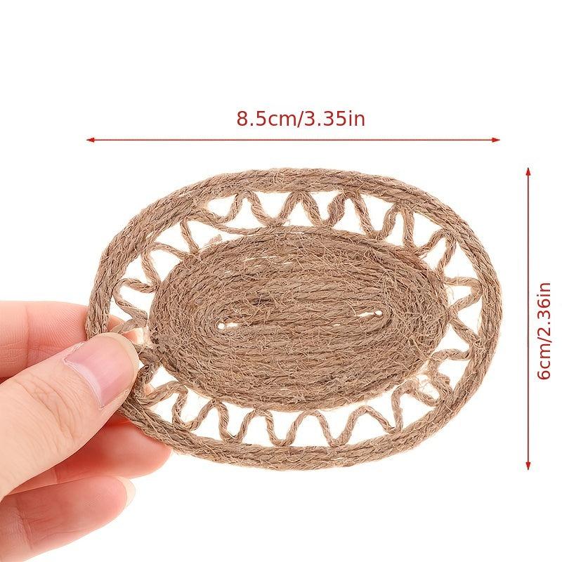Doll House Mini Elliptical Hemp Rope Carpet Ornament