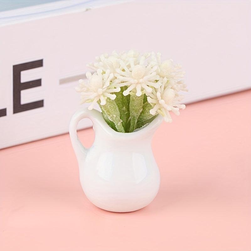 Mini Milk Bottle Flower Arrangement Plant Potted Dollhouse Accessory