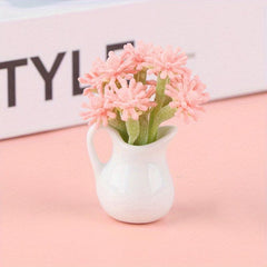 Mini Milk Bottle Flower Arrangement Plant Potted Dollhouse Accessory