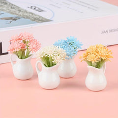 Mini Milk Bottle Flower Arrangement Plant Potted Dollhouse Accessory