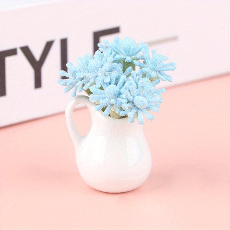 Mini Milk Bottle Flower Arrangement Plant Potted Dollhouse Accessory