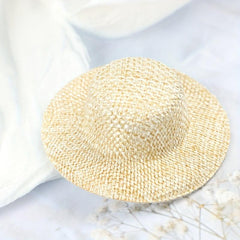 2pcs Dollhouse Straw Hat Mini Doll Hat Doll House Ornament Hand Weaved
