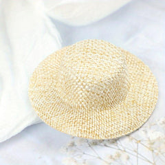2pcs Dollhouse Straw Hat Mini Doll Hat Doll House Ornament Hand Weaved