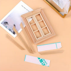 1/12 Dollhouse Unpainted Window Frame 6 Panes of Window Furniture