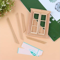 1/12 Dollhouse Unpainted Window Frame 6 Panes of Window Furniture