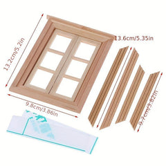 1/12 Dollhouse Unpainted Window Frame 6 Panes of Window Furniture