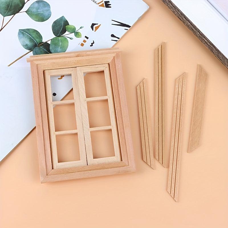 1/12 Dollhouse Unpainted Window Frame 6 Panes of Window Furniture
