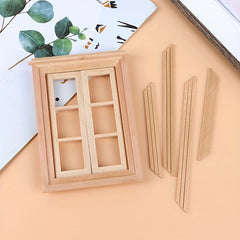 1/12 Dollhouse Unpainted Window Frame 6 Panes of Window Furniture