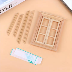 1/12 Dollhouse Unpainted Window Frame 6 Panes of Window Furniture