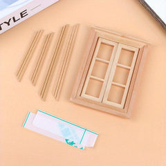 1/12 Dollhouse Unpainted Window Frame 6 Panes of Window Furniture