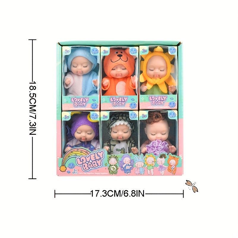 Mini Reborn Baby Dolls Set Washable Lifelike Babies with Animal Clothes