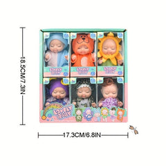 Mini Reborn Baby Dolls Set Washable Lifelike Babies with Animal Clothes