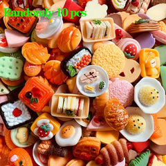 10 Pcs Dollhouse Food Snacks Cake Wine Drinks Kids Holiday Toy