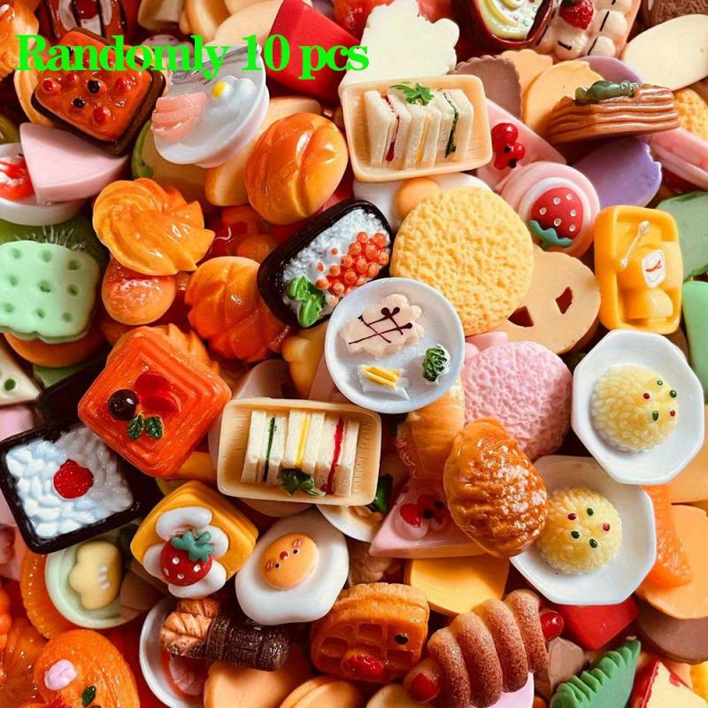 10 Pcs Dollhouse Food Snacks Cake Wine Drinks Kids Holiday Toy