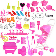 105pc Girls Pretend Play House Doll Set Mixed Accessories Toys
