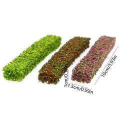 3pcs Dollhouse Elf Garden Shrub Strip Green Plant Doll House Accessories