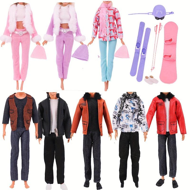 2 Sets Casual Boy Doll Winter Outfits & Accessories for 11.8in Dolls