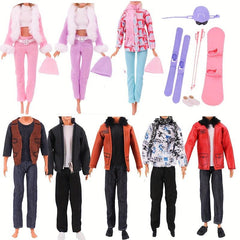 2 Sets Casual Boy Doll Winter Outfits & Accessories for 11.8in Dolls