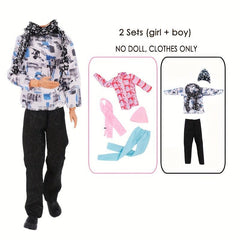 2 Sets Casual Boy Doll Winter Outfits & Accessories for 11.8in Dolls