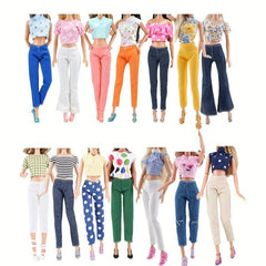 Doll Clothes Outfit Set 5 Tops 5 Trousers for 29-21 cm Girl Doll