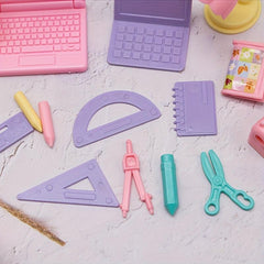 17 Pc Dollhouse Computer & Stationery Set Toys Gift for Girls & Boys