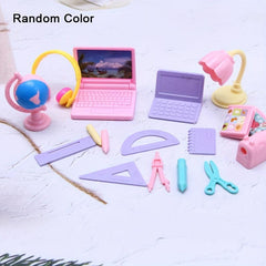 17 Pc Dollhouse Computer & Stationery Set Toys Gift for Girls & Boys