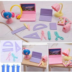 17 Pc Dollhouse Computer & Stationery Set Toys Gift for Girls & Boys