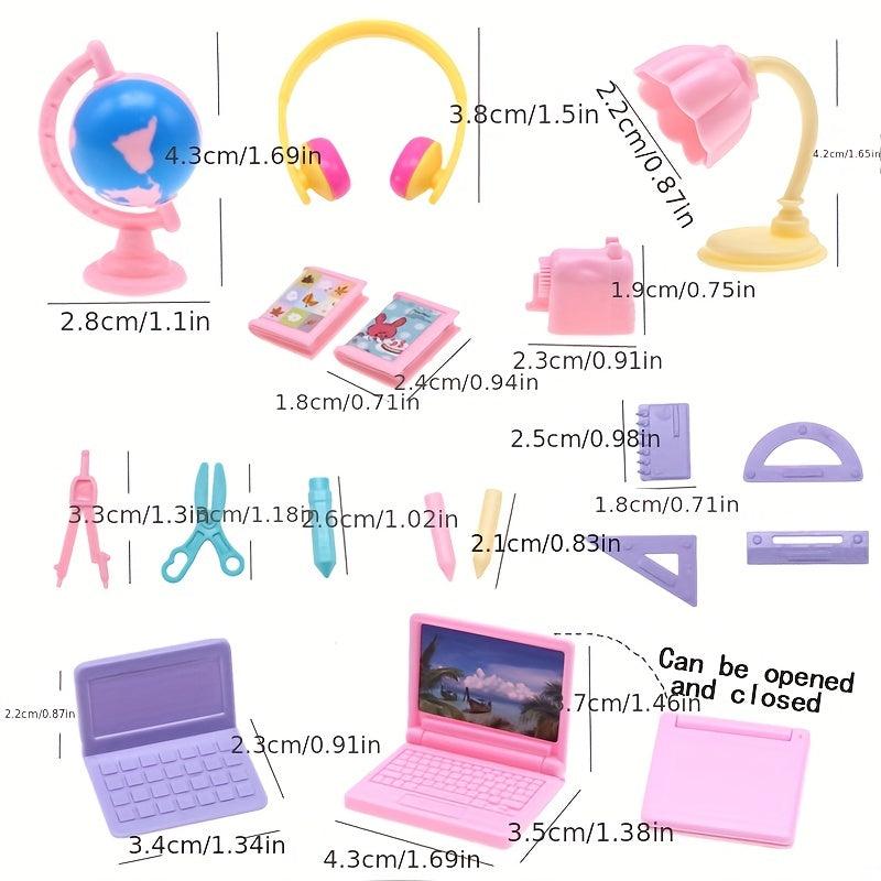 17 Pc Dollhouse Computer & Stationery Set Toys Gift for Girls & Boys