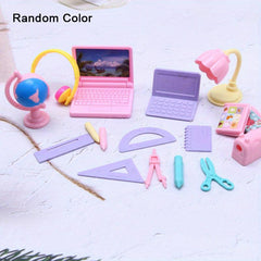 17 Pc Dollhouse Computer & Stationery Set Toys Gift for Girls & Boys