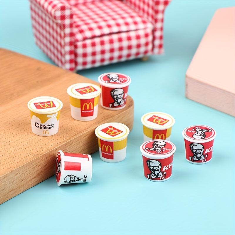 1:12 Dollhouse Fastfood Family Bucket Model Set for Pretend Play Decor