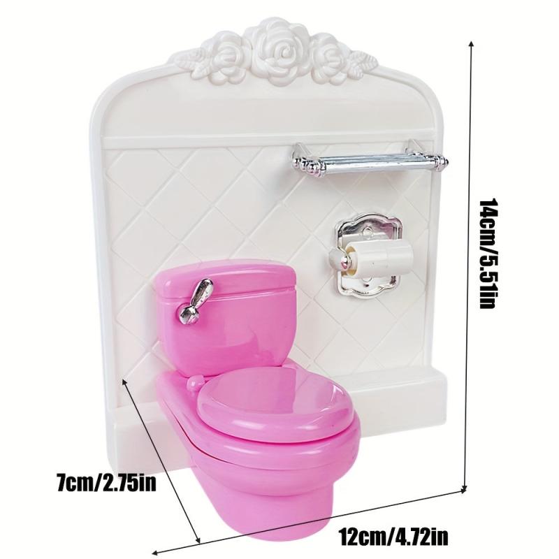 3-Piece Dollhouse Furniture Set: Bathtub, Washbasin, Toilet for 6-16in Dolls