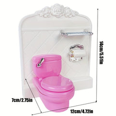 3-Piece Dollhouse Furniture Set: Bathtub, Washbasin, Toilet for 6-16in Dolls