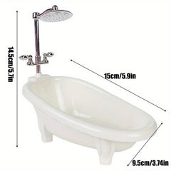 3-Piece Dollhouse Furniture Set: Bathtub, Washbasin, Toilet for 6-16in Dolls