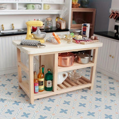 1/12 Dollhouse Table Dining Table Cooking Storage Kitchen Model Decor Toy