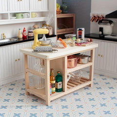 1/12 Dollhouse Table Dining Table Cooking Storage Kitchen Model Decor Toy