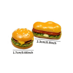 10pcs Mini Burger Set for Dollhouse Decor & DIY Charms