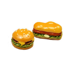 10pcs Mini Burger Set for Dollhouse Decor & DIY Charms