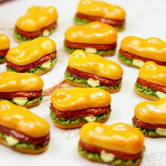 10pcs Mini Burger Set for Dollhouse Decor & DIY Charms