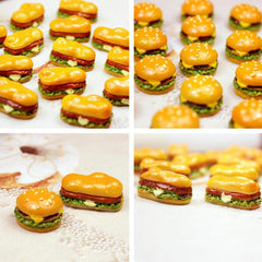 10pcs Mini Burger Set for Dollhouse Decor & DIY Charms
